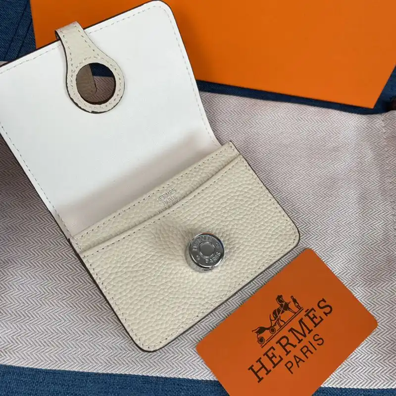 Affordable Hermes Dogon Card Holder Togo Leather Palladium Hardware In White