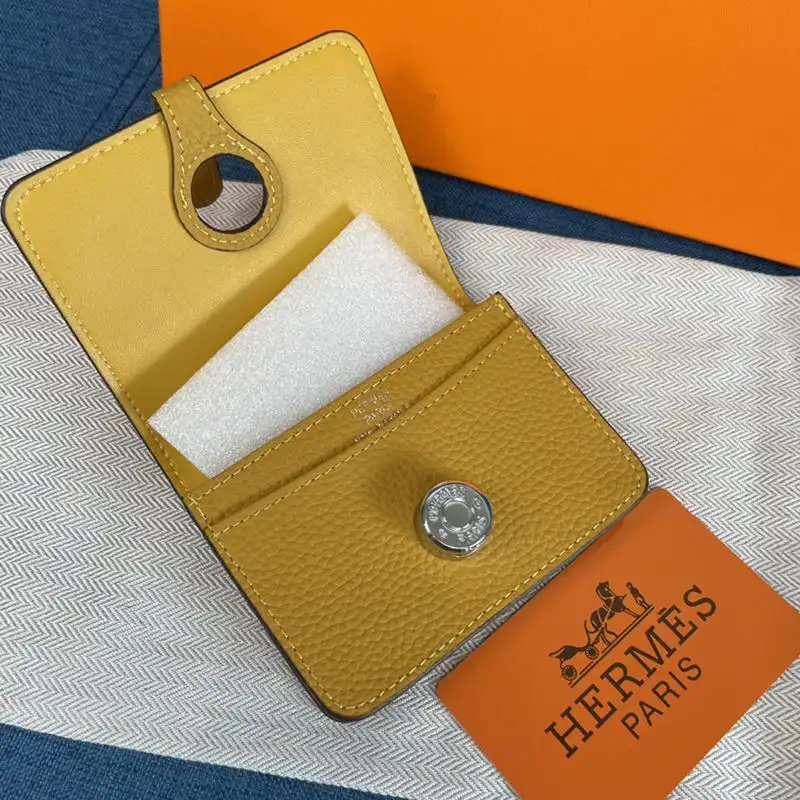 Cheap Hermes Dogon Card Holder Togo Leather Palladium Hardware In Yellow