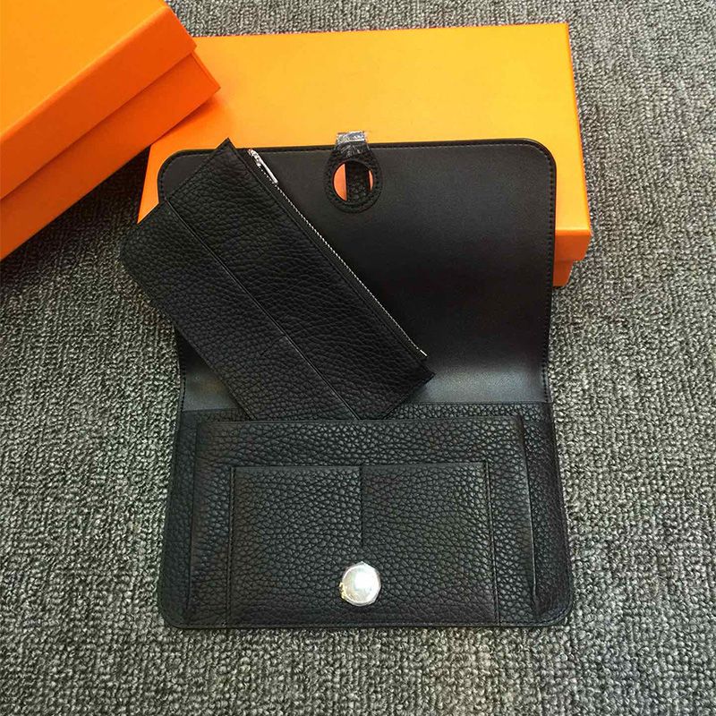 Hermes Dogon Duo Wallet Togo Leather Palladium Hardware In Black