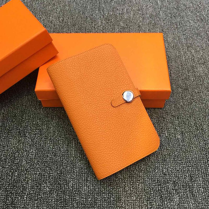 Hermes Dogon Duo Wallet Togo Leather Palladium Hardware In Orange