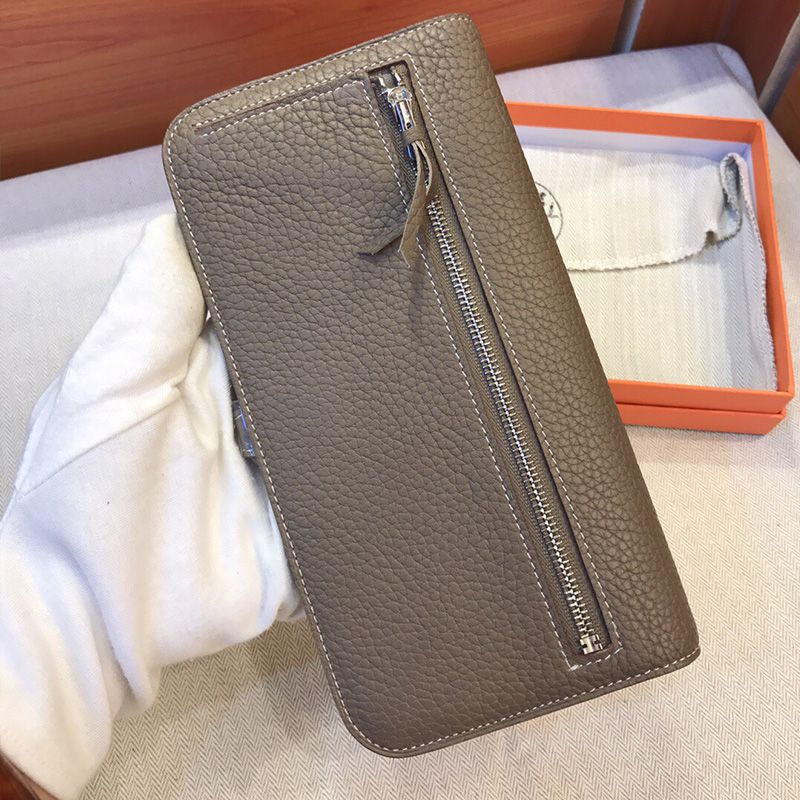 Hermes Dogon Long Wallet Togo Leather Palladium Hardware In Grey