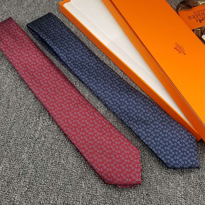 Hermes Double 6 Tissee Maillon Tie In Red