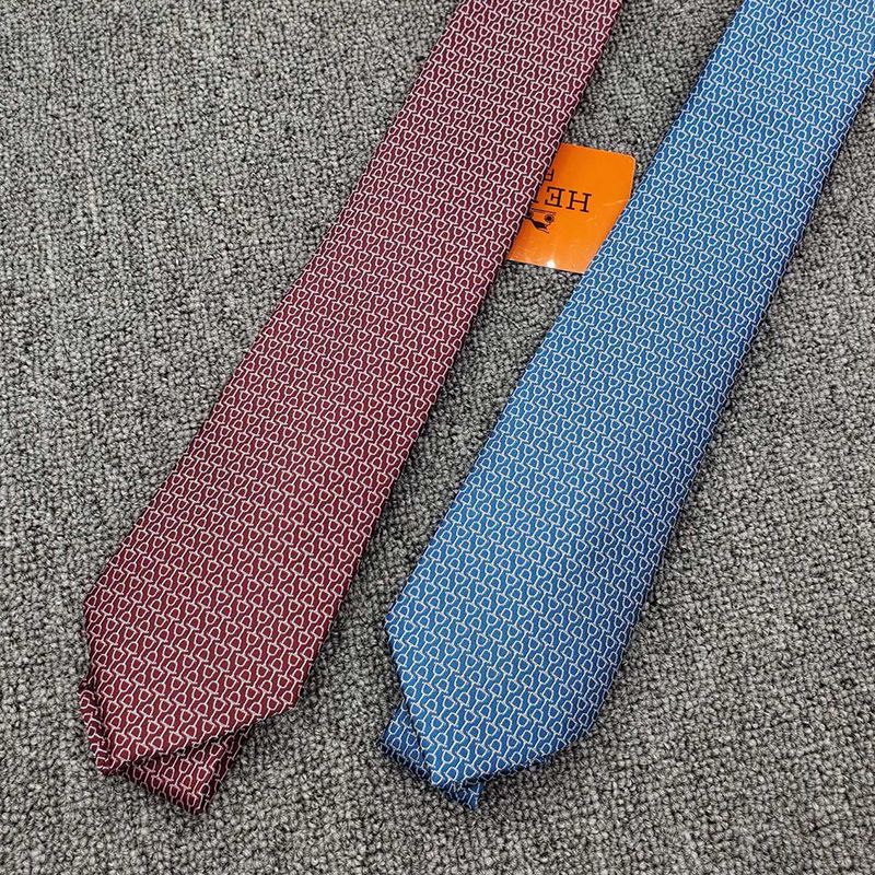 Hermes Double Baucher Tie In Blue