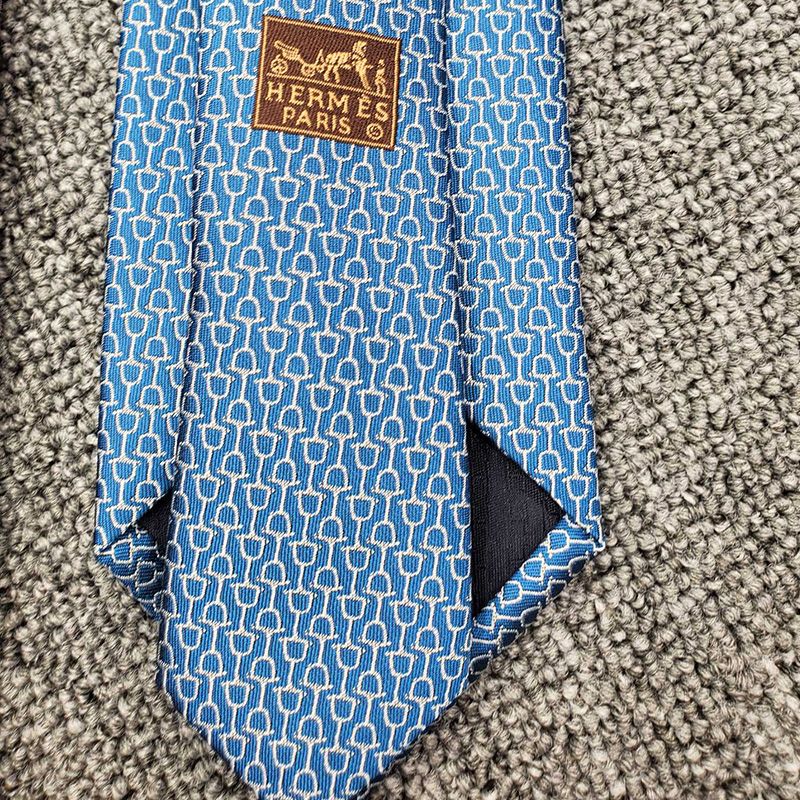 Hermes Double Baucher Tie In Blue