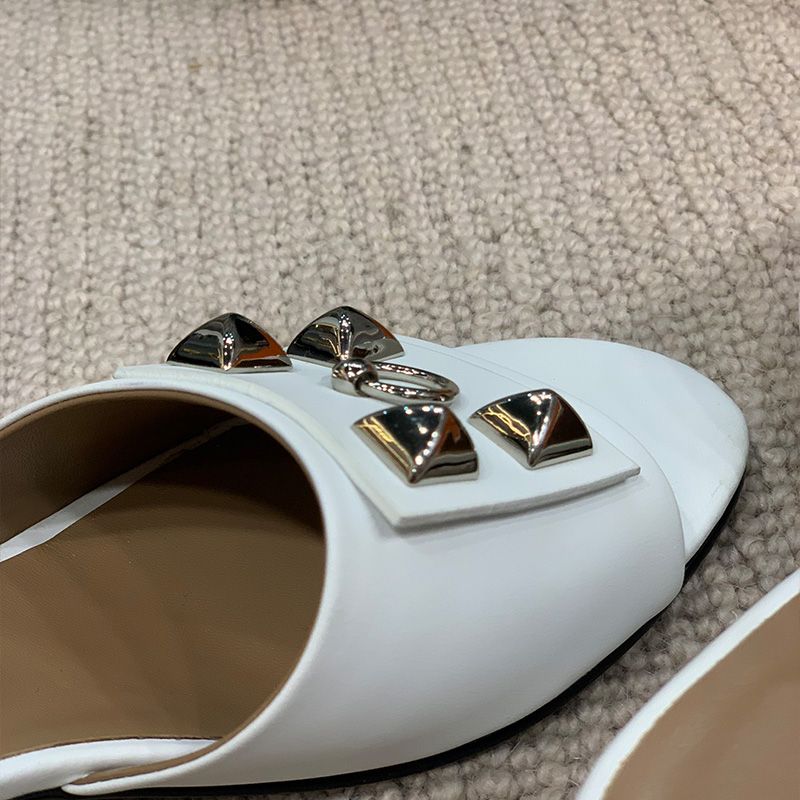 Hermes Dreamy Heeled Slides Women Calfskin In white