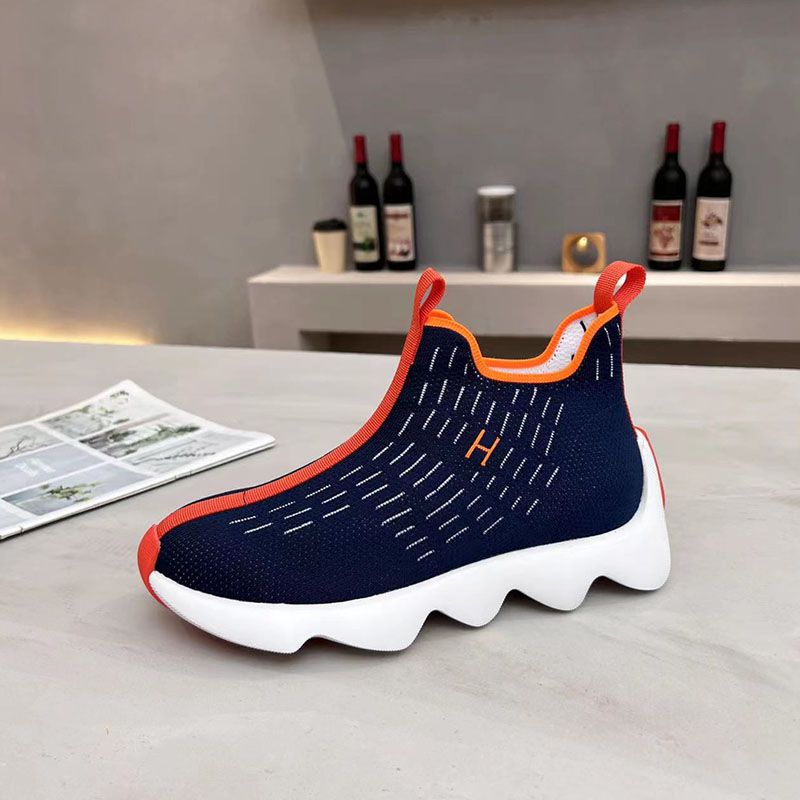 Hermes Eclair Sneakers Unisex Knit In Navy Blue Red