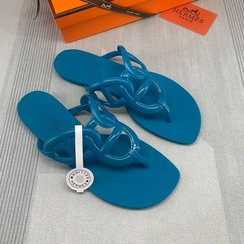 Affordable Hermes Egerie Slides Women Rubber with Chaine D'ancre In Blue