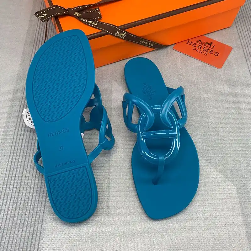 Affordable Hermes Egerie Slides Women Rubber with Chaine D'ancre In Blue