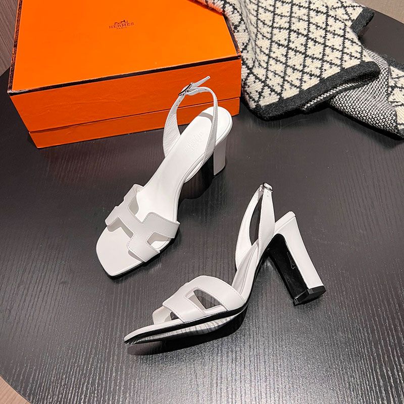 Hermes Eternite 95 Slingback Sandals Women Calfskin In White