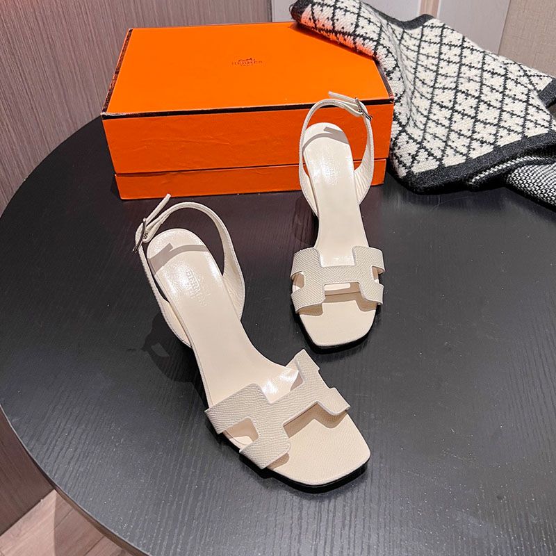 Hermes Eternite 95 Slingback Sandals Women Grained Calfskin In Beige