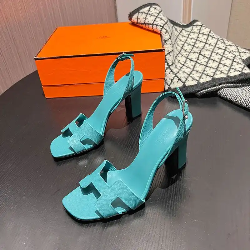 Hermes Eternite 95 Slingback Sandals Women Grained Calfskin In Blue