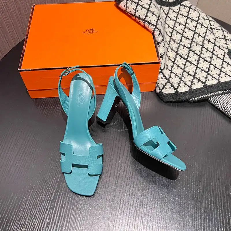 Affordable Hermes Eternite 95 Slingback Sandals Women Grained Calfskin In Blue