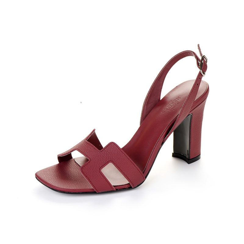 Hermes Eternite 95 Slingback Sandals Women Grained Calfskin In Burgundy