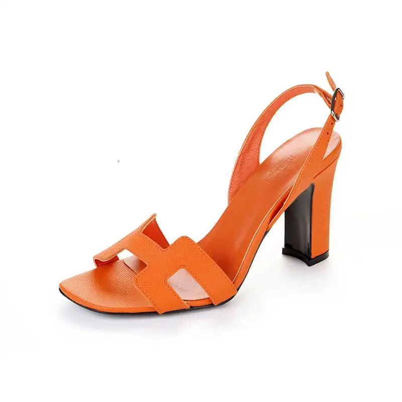 Hermes Eternite 95 Slingback Sandals Women Grained Calfskin In Orange