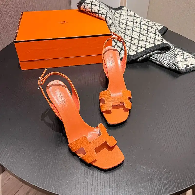 Affordable Hermes Eternite 95 Slingback Sandals Women Grained Calfskin In Orange