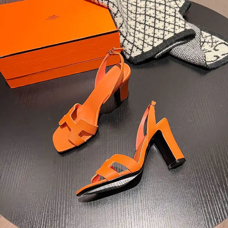 Affordable Hermes Eternite 95 Slingback Sandals Women Grained Calfskin In Orange