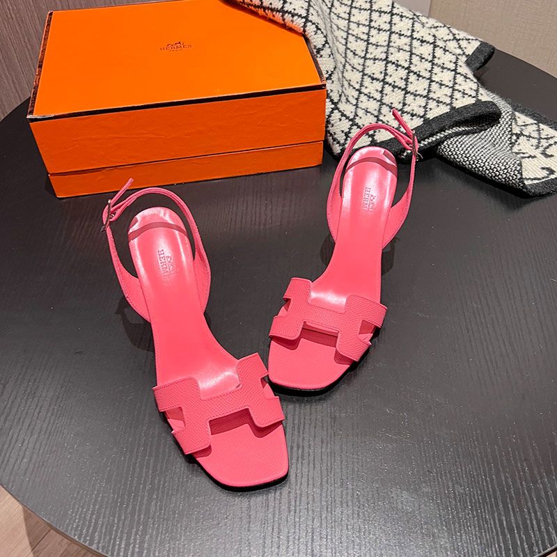 Hermes Eternite 95 Slingback Sandals Women Grained Calfskin In Pink