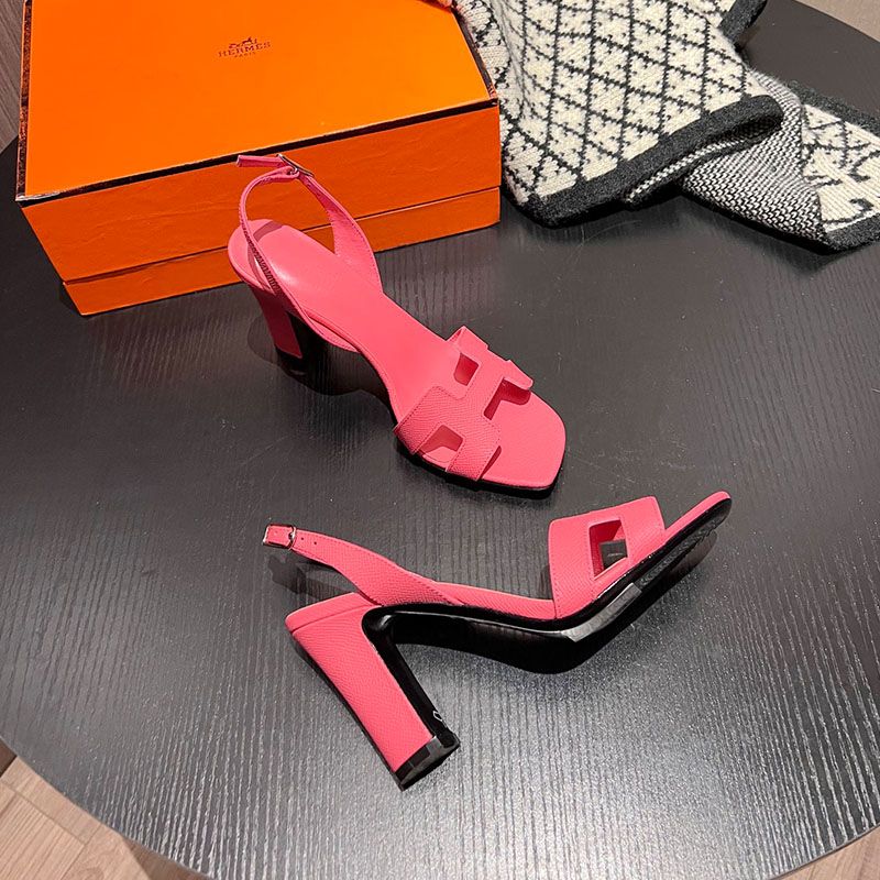 Hermes Eternite 95 Slingback Sandals Women Grained Calfskin In Pink