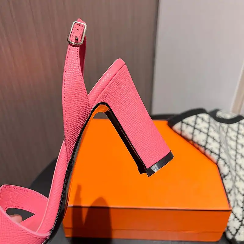 Affordable Hermes Eternite 95 Slingback Sandals Women Grained Calfskin In Pink