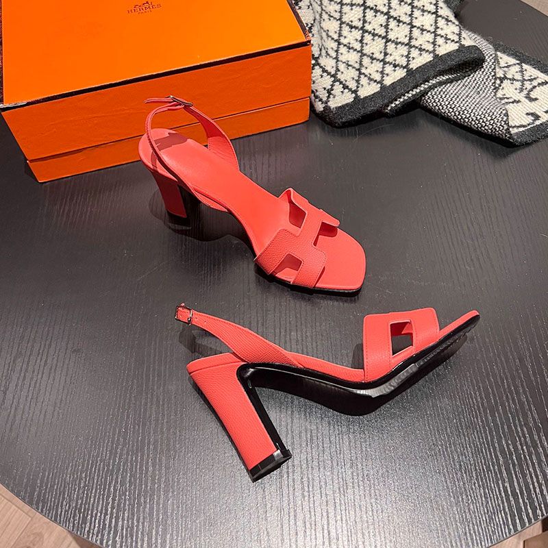 Hermes Eternite 95 Slingback Sandals Women Grained Calfskin In Red