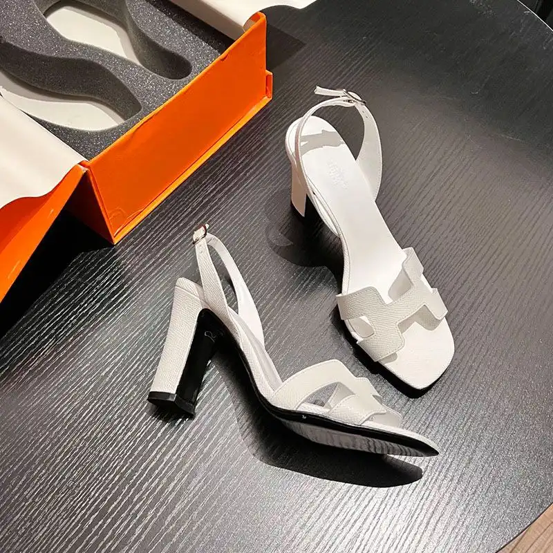 Affordable Hermes Eternite 95 Slingback Sandals Women Grained Calfskin In White