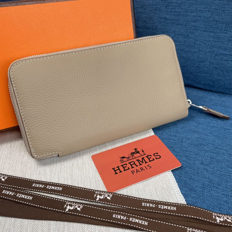 Hermes Evelyne Wallet Togo Leather Palladium Hardware In Grey