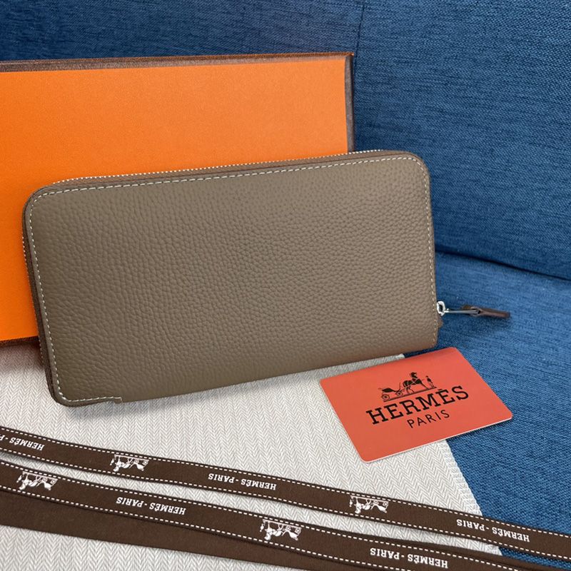 Hermes Evelyne Wallet Togo Leather Palladium Hardware In Marble