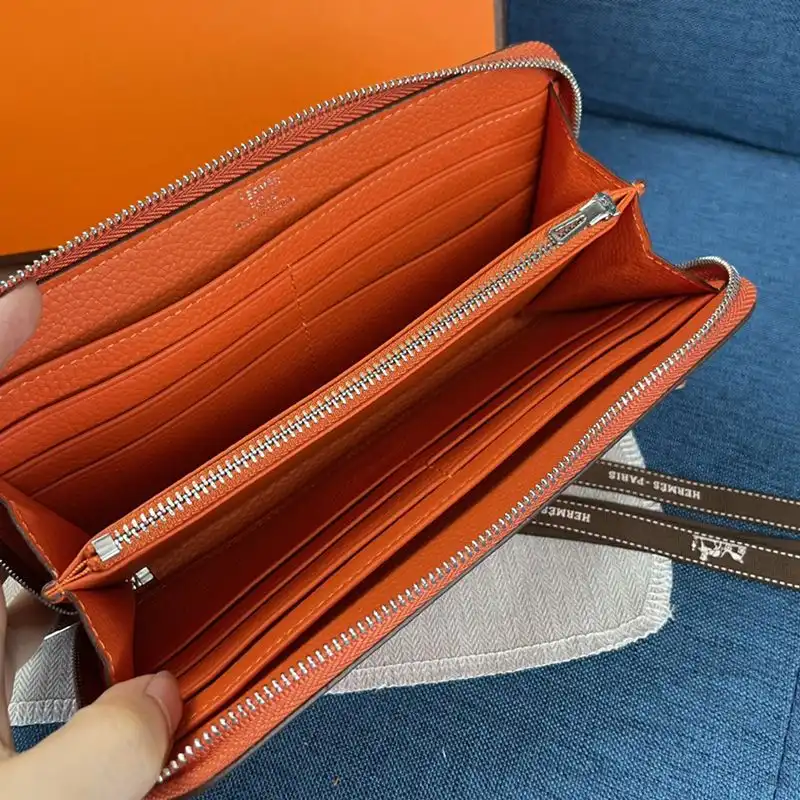 Affordable Hermes Evelyne Wallet Togo Leather Palladium Hardware In Orange