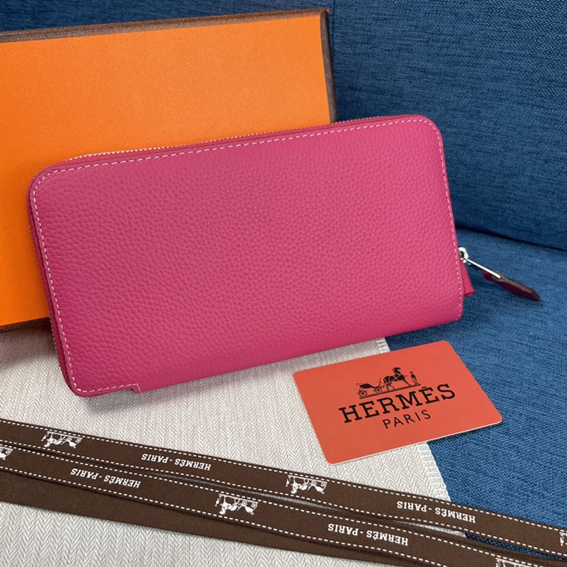 Hermes Evelyne Wallet Togo Leather Palladium Hardware In Rose