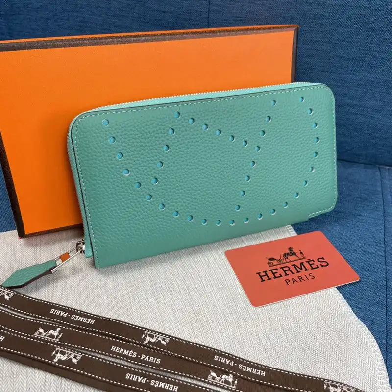 Affordable Hermes Evelyne Wallet Togo Leather Palladium Hardware In Teal