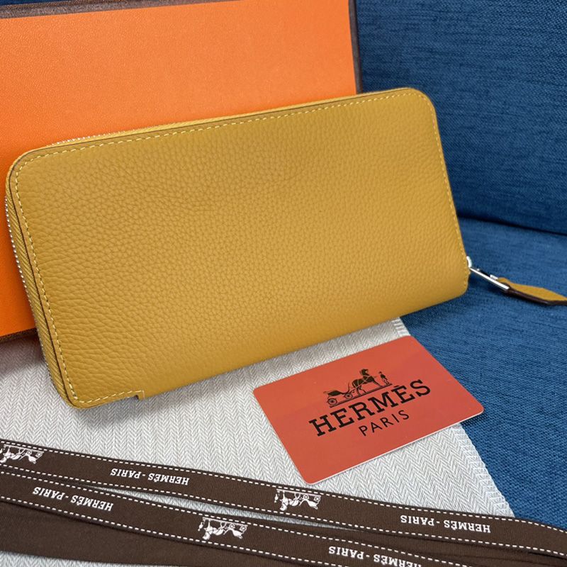 Hermes Evelyne Wallet Togo Leather Palladium Hardware In Yellow