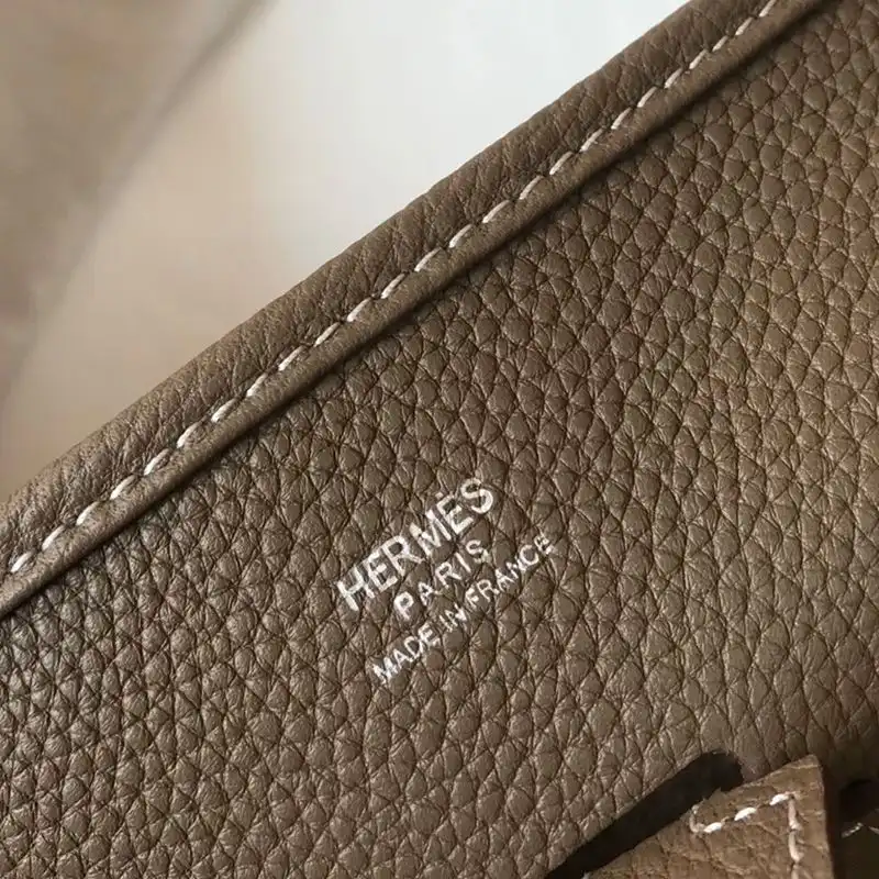 Cheap Hermes Evelyne Bag Clemence Leather Palladium Hardware In Khaki