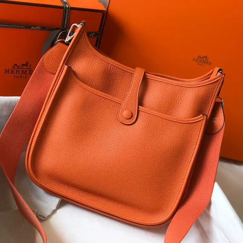 Cheap Hermes Evelyne Bag Clemence Leather Palladium Hardware In Orange