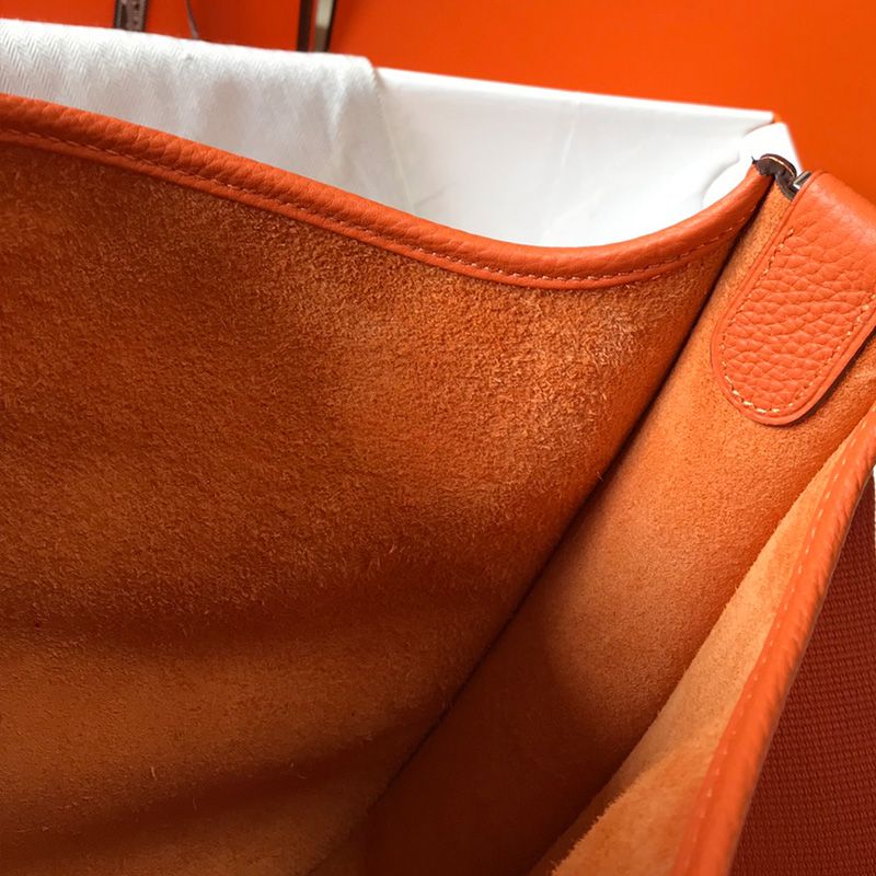 Hermes Evelyne Bag Clemence Leather Palladium Hardware In Orange