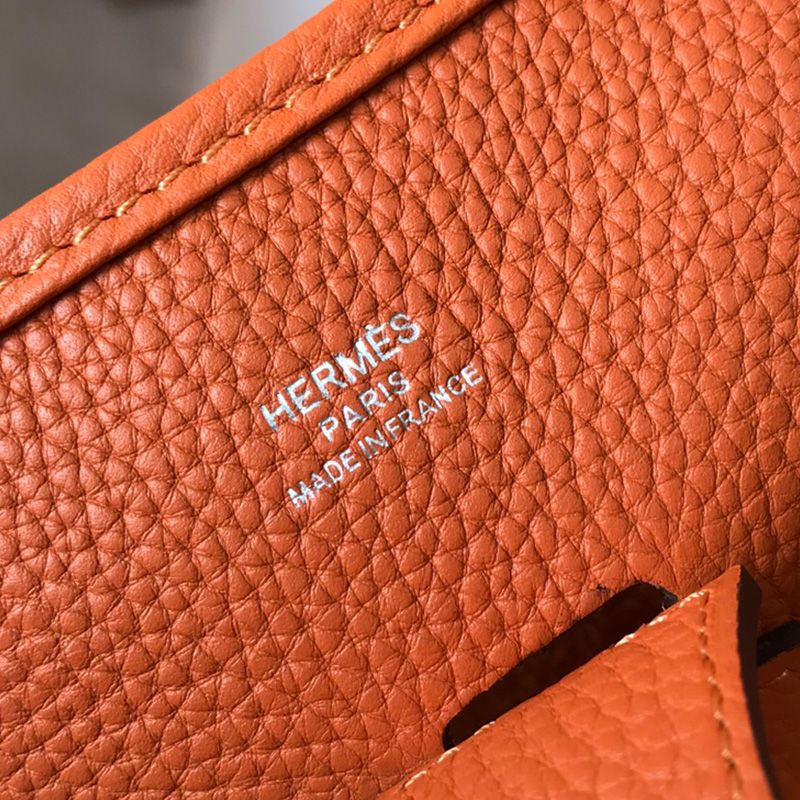 Hermes Evelyne Bag Clemence Leather Palladium Hardware In Orange