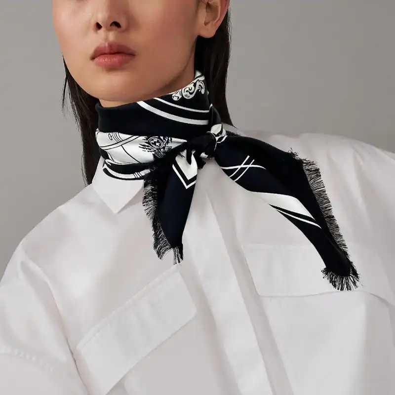 Affordable Hermes Ex-Libris Fringed Scarf 90 In Black