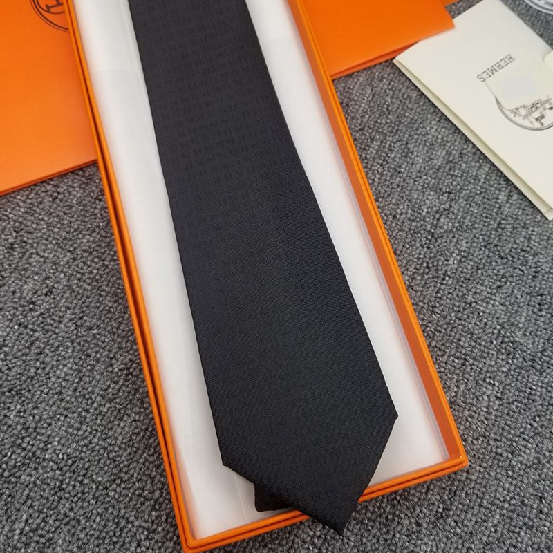 Hermes Faconnee H Bicolore Tie In Black