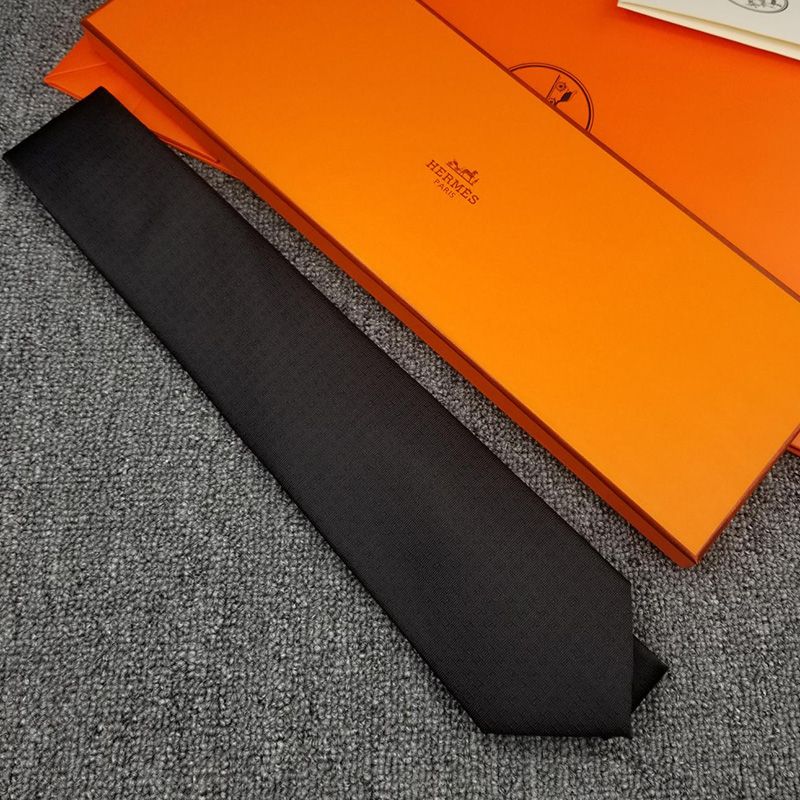 Hermes Faconnee H Bicolore Tie In Black