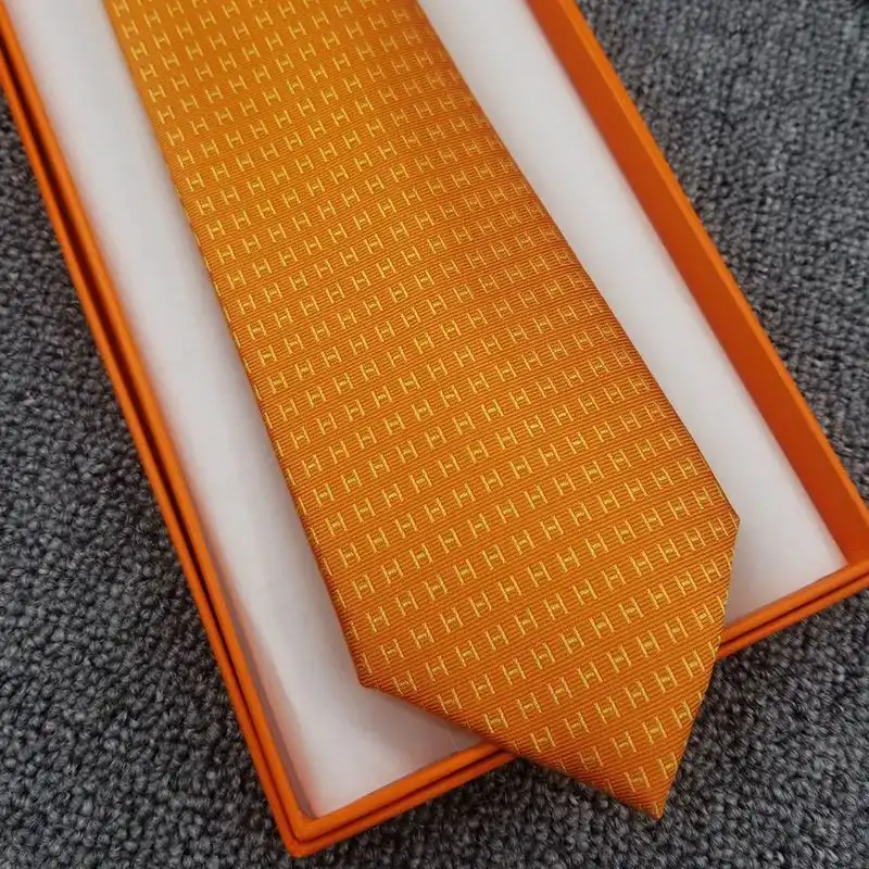 Cheap Hermes Faconnee H Bicolore Tie In Orange