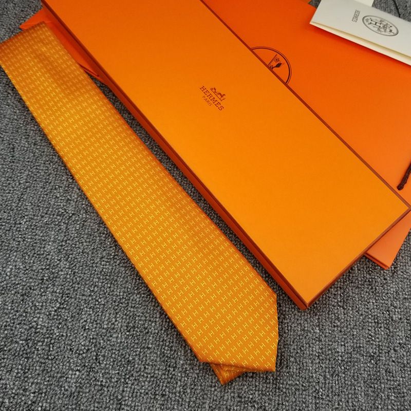 Hermes Faconnee H Bicolore Tie In Orange