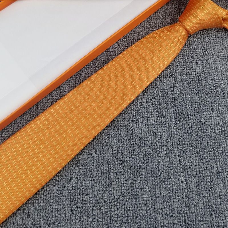 Hermes Faconnee H Bicolore Tie In Orange