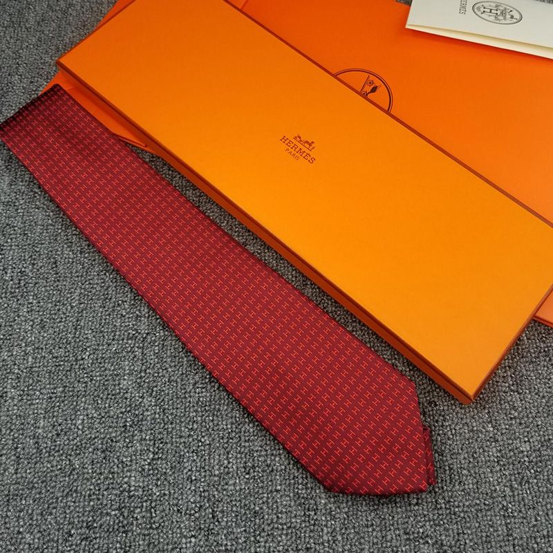 Hermes Faconnee H Bicolore Tie In Red