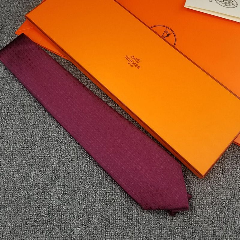 Hermes Faconnee H Bicolore Tie In Red