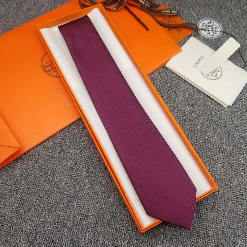 Hermes Faconnee H Bicolore Tie In Red