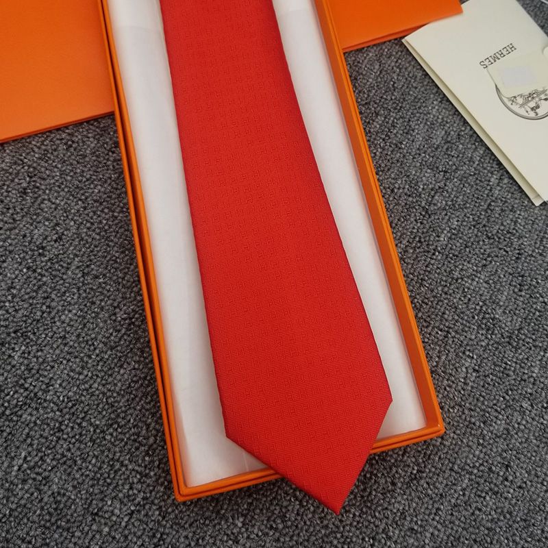 Hermes Faconnee H Bicolore Tie In Red