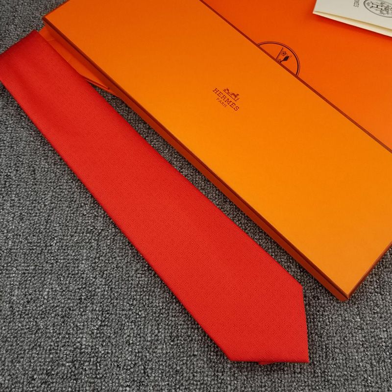 Hermes Faconnee H Bicolore Tie In Red