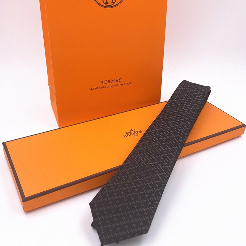 Hermes Faconnee H Tie In Black