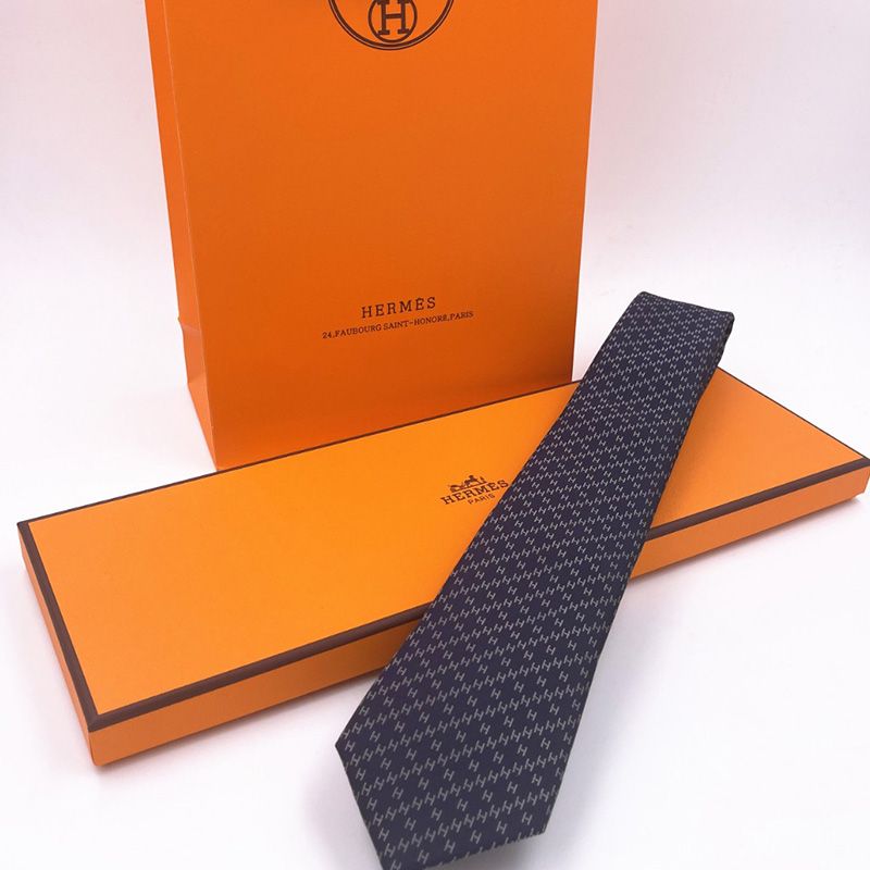 Hermes Faconnee H Tie In Blue