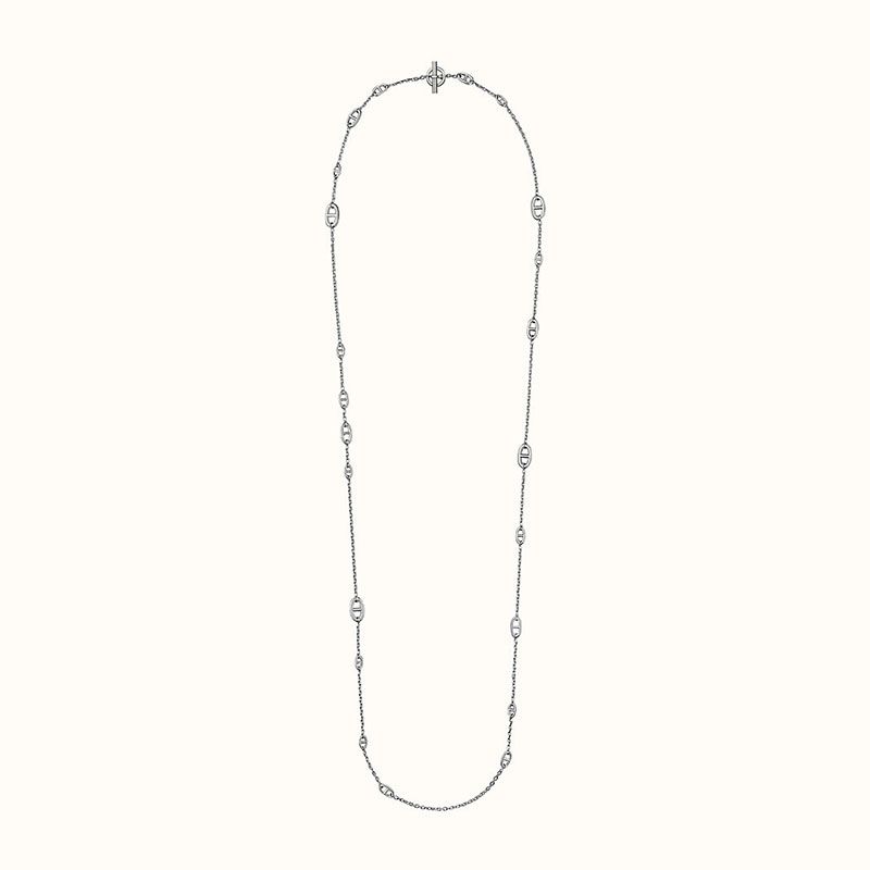 Hermes Farandole Long Necklace In Silver