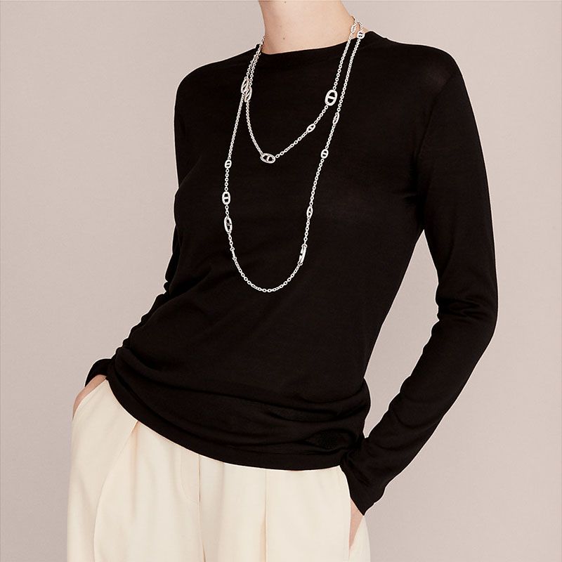 Hermes Farandole Long Necklace In Silver